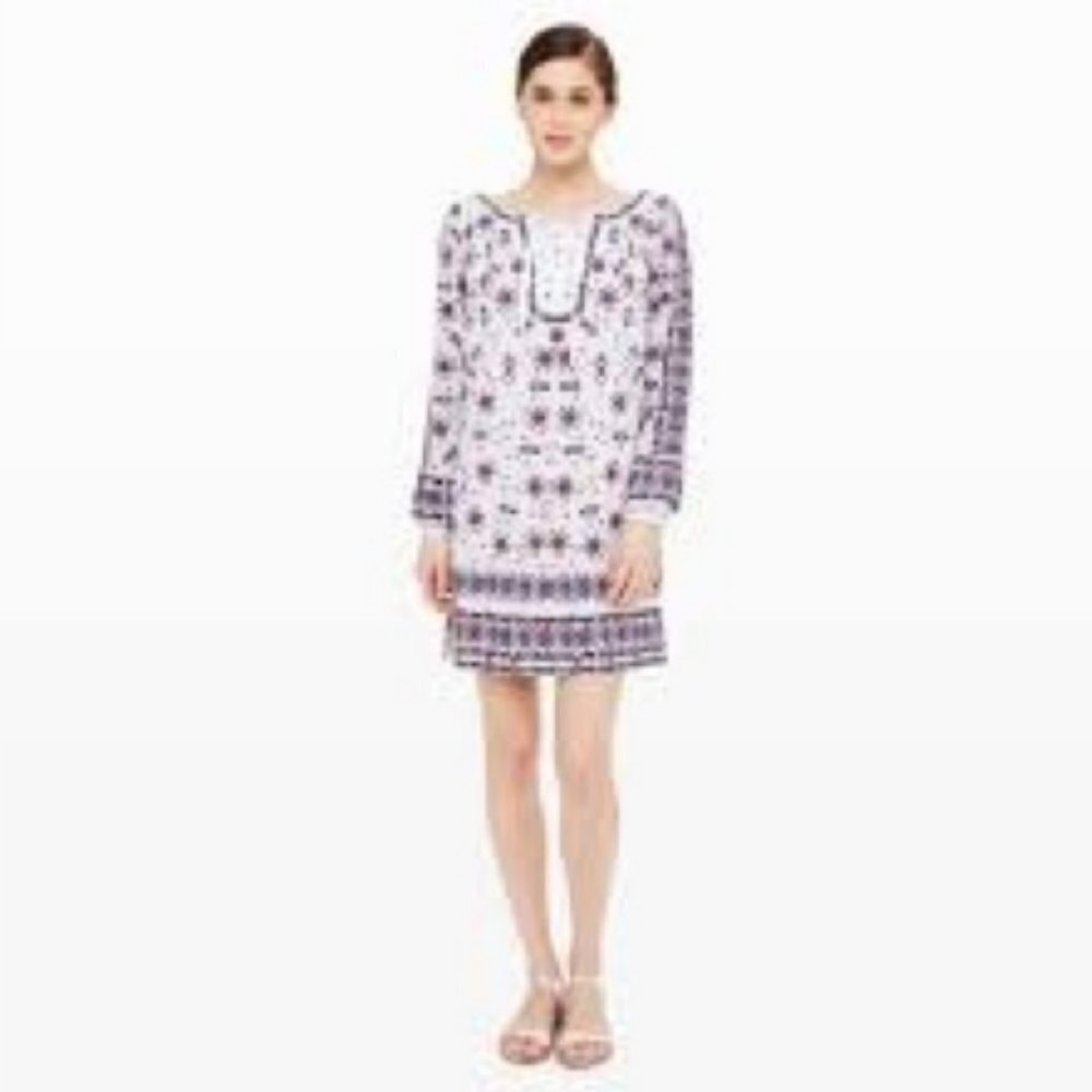 Club Monaco Salwa Embroidered  Long Sleeve Dress 00